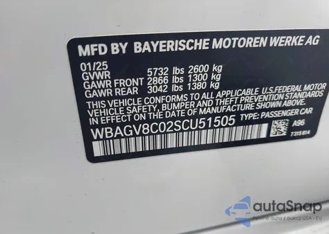 2025 BMW M850I Gran Coupe xDrive z USA, uszkodzony, nr VIN WBAGV8C02SCU51505